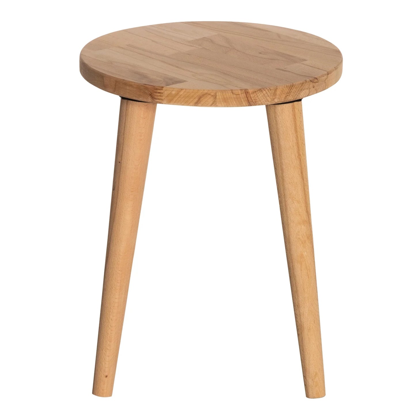 Tabouret rond en bois naturel