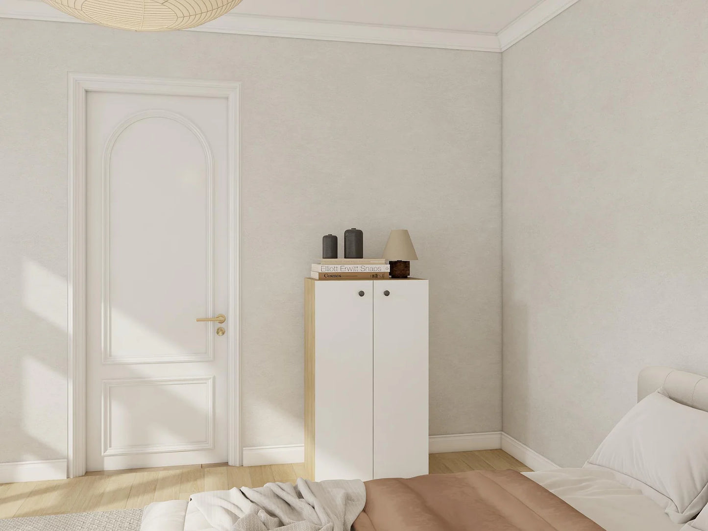 Armoire multi-usages 2 portes finition cherry/blanc