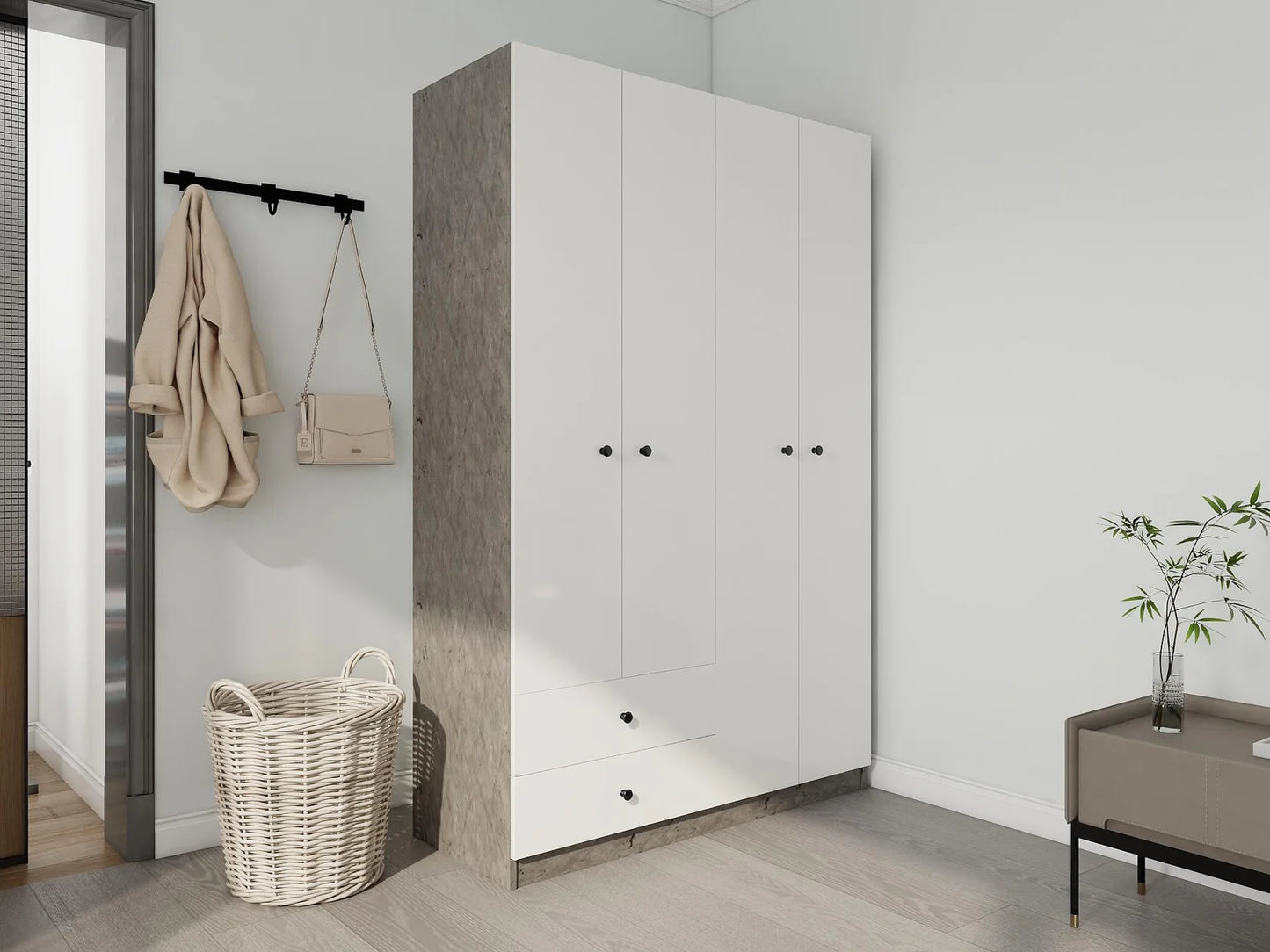 Armoire 4 portes et 2 tiroirs grande capacité