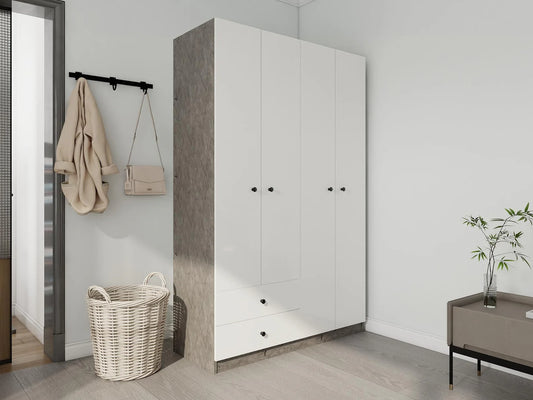 Armoire 4 portes et 2 tiroirs grande capacité